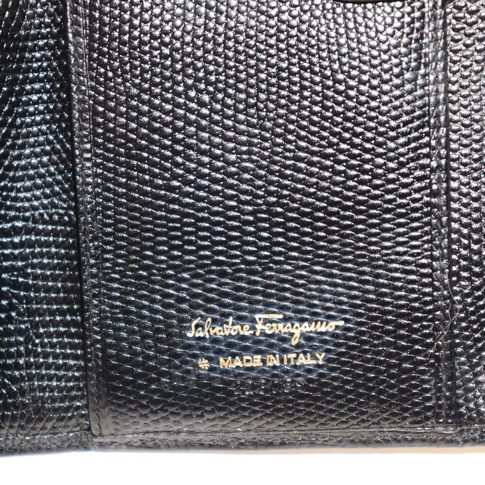 Vintage‎ Salvatore Ferragamo Vara Bow Black Leather Continental Wallet